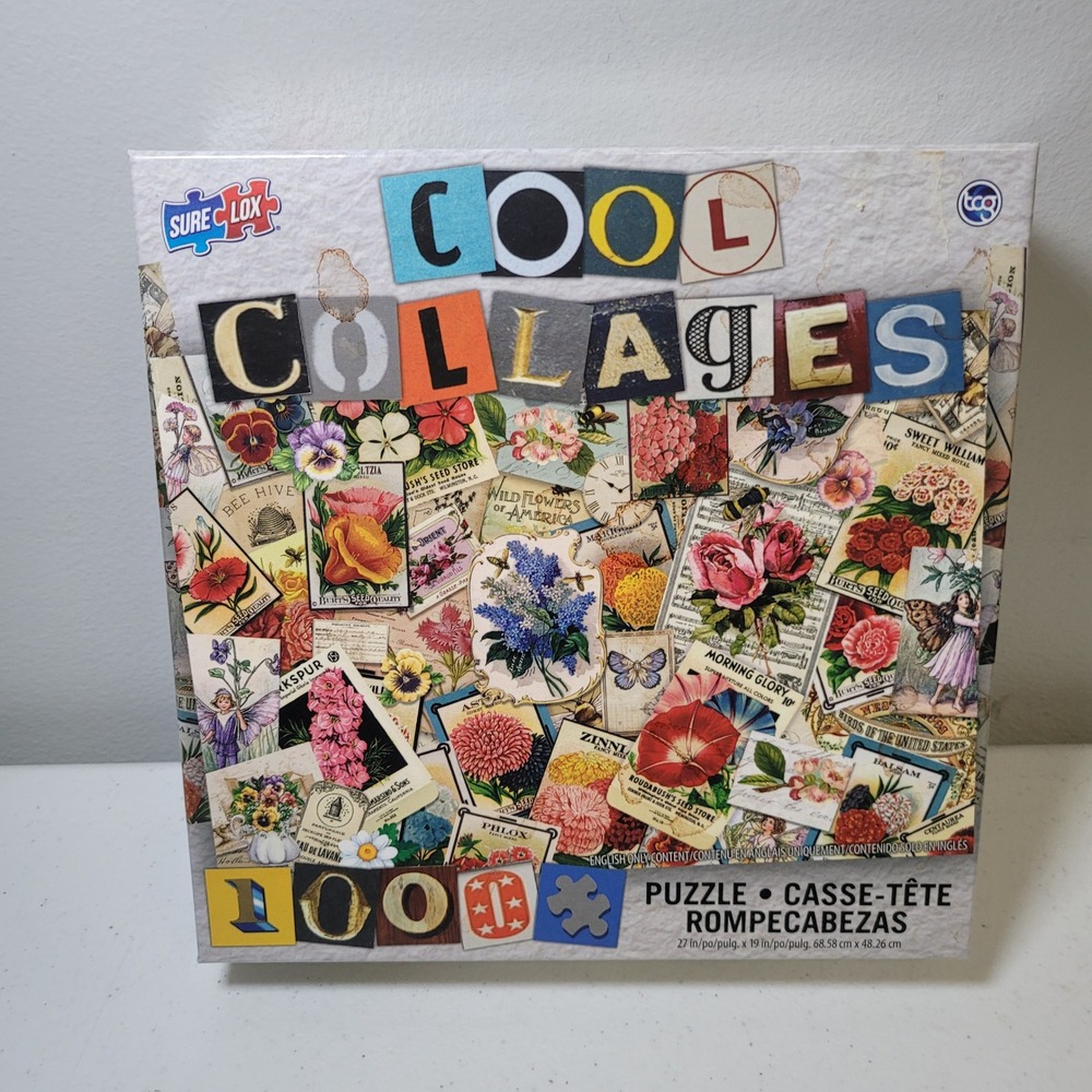 Sure Lox Cool Collages 1000 Pc Jigsaw Puzzle Vintage Seed Packet Flower Spring